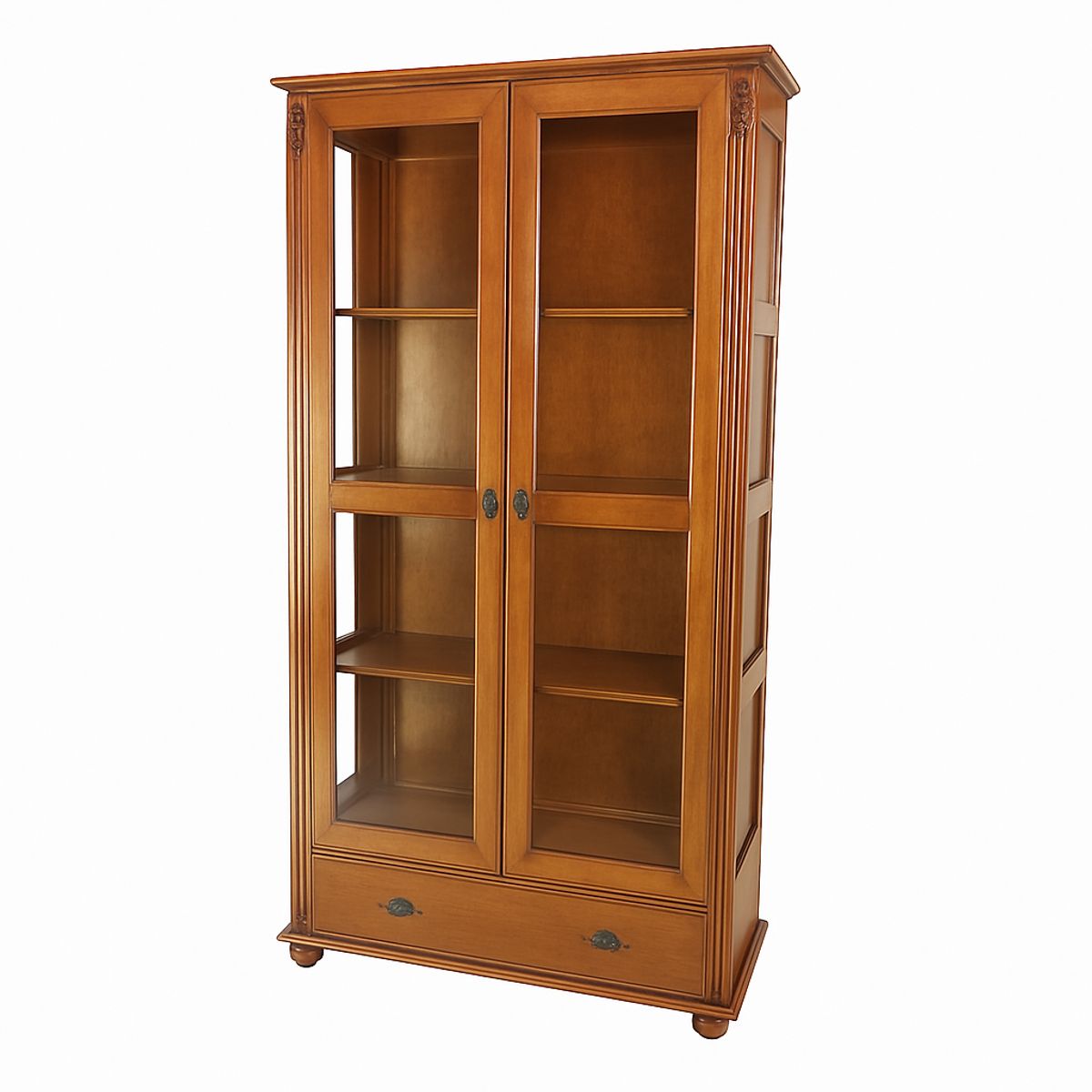 Cristaleira-2-Portas-3-Prateleiras-1-Gaveta-80cm-P--Torneado-Imbuia-Glaser-Meyer-0