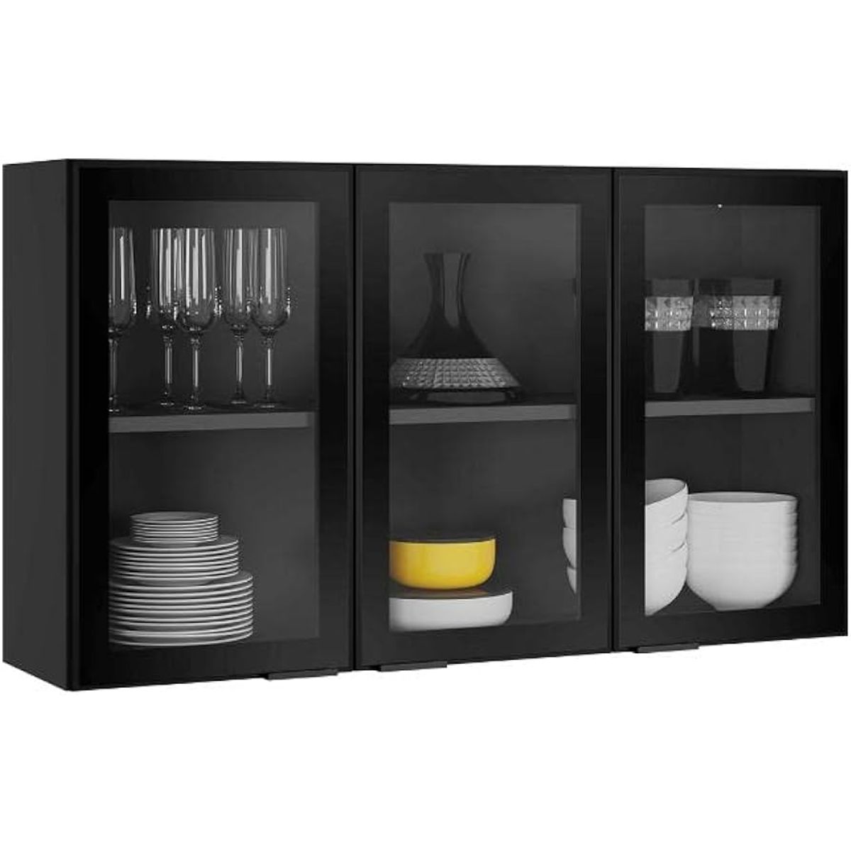 Armario-Aereo-Exclusive-3-Portas-De-Vidro-120-Grafite-E-Preto-Matte---Itatiaia-0