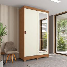 Guarda-Roupa-Cnow-Cb01r588-2-Portas-Slide-2-Gavetas-Com-Espelho-E-Pes-Canela-E-Off-White---Kappesberg-0