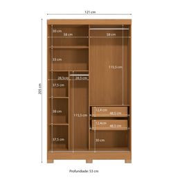 Guarda-Roupa-Cnow-Cb01r588-2-Portas-Slide-2-Gavetas-Com-Espelho-E-Pes-Canela-E-Off-White---Kappesberg-2