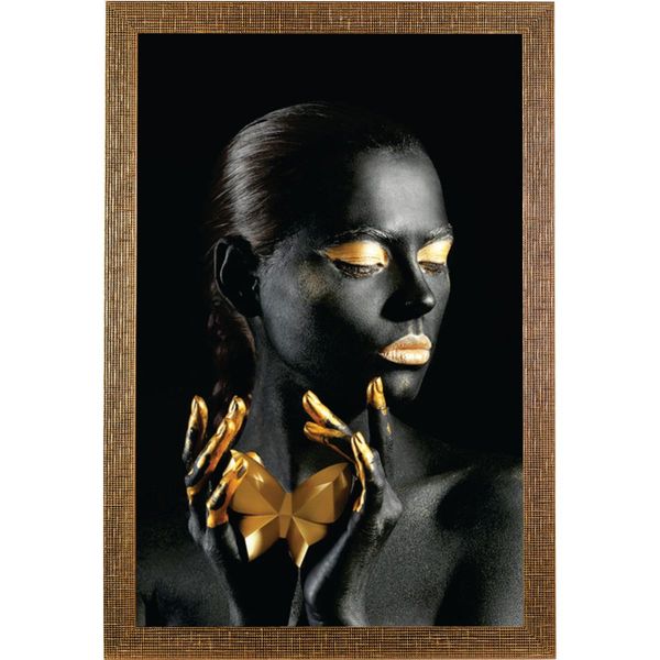 Quadro-60x90-Com-Moldura-Larga-Mulher-Mao-Dourada---Preto-Ref-444-104---Art-Frame-0