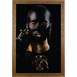 Quadro-60x90-Com-Moldura-Larga-Mulher-Colar-Dourado---Preto-Ref-444-109---Art-Frame-0