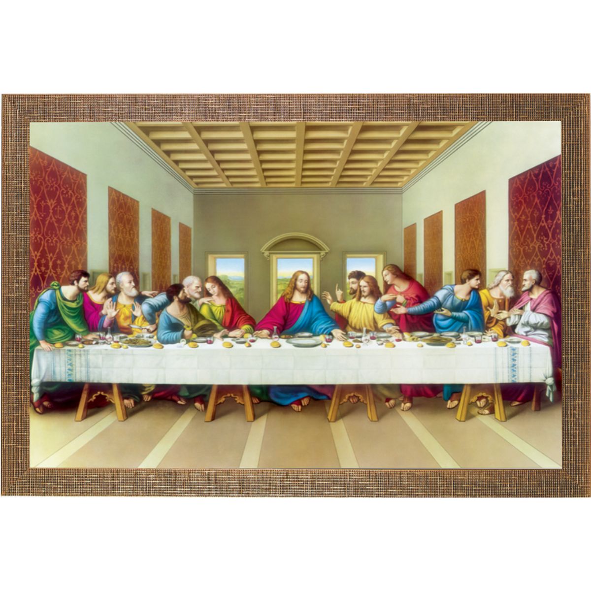Quadro-60x90-Com-Moldura-Larga-Santa-Ceia---Bege-Ref-444-4316---Art-Frame-0