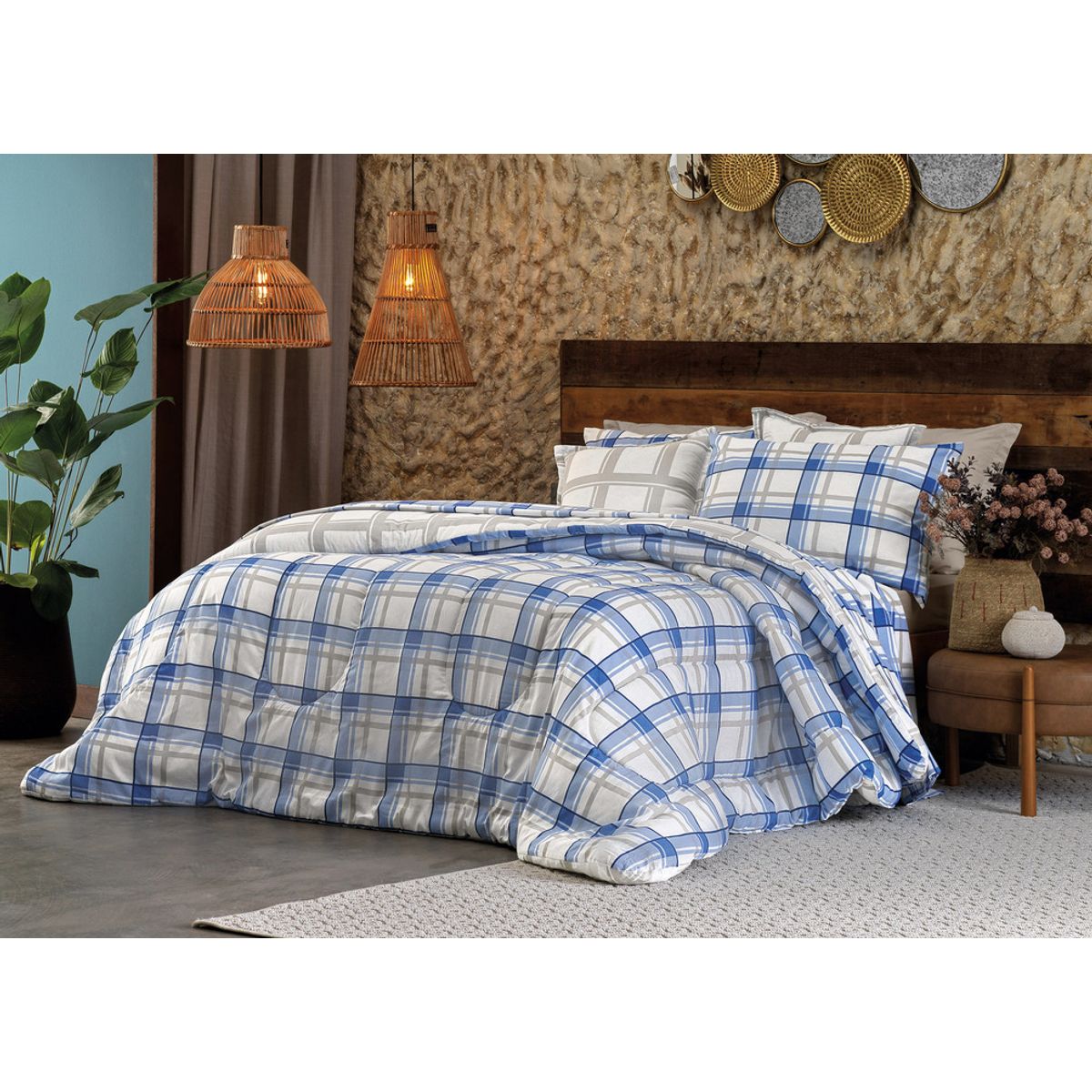 Jogo-De-Cama-Casal-Diamante-Tartan-Estampado-100--Algod-o---Teka-1