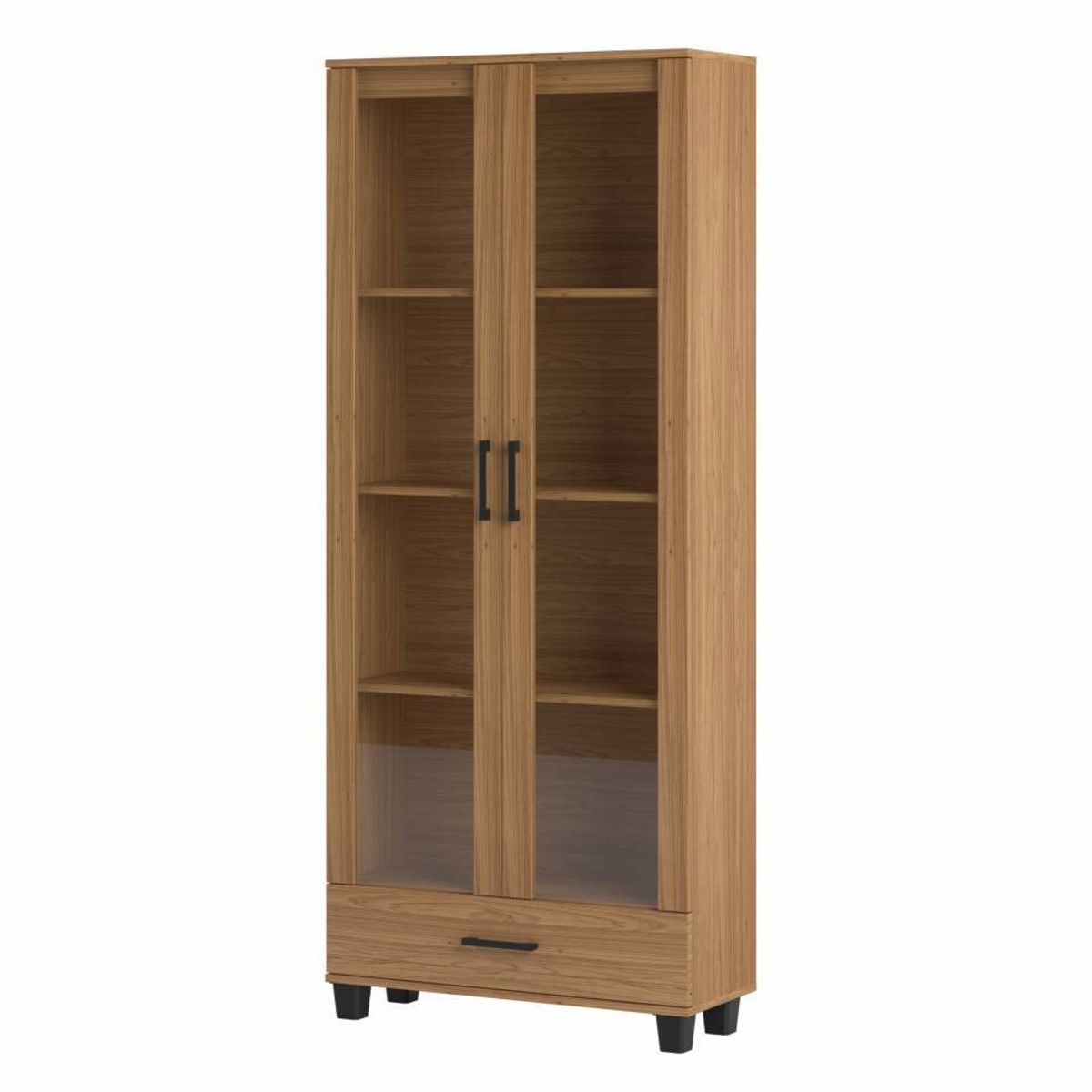 Estante-Para-Livros-Freijo-Com-Porta-De-Vidro-E-1-Gaveta---Pradel-0