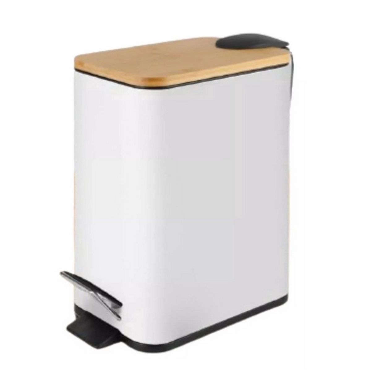 Lixeira-Retangular-Com-Pedal-E-Tampa-De-Bambu-Soft-5-Litros-Branco---Paramount---0