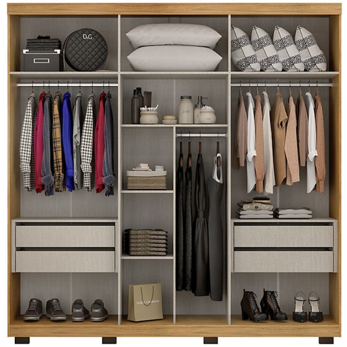 Guarda-Roupa-London-Com-Espelho-Freijo-Off-White-240x218cm---Dj-Moveis-1