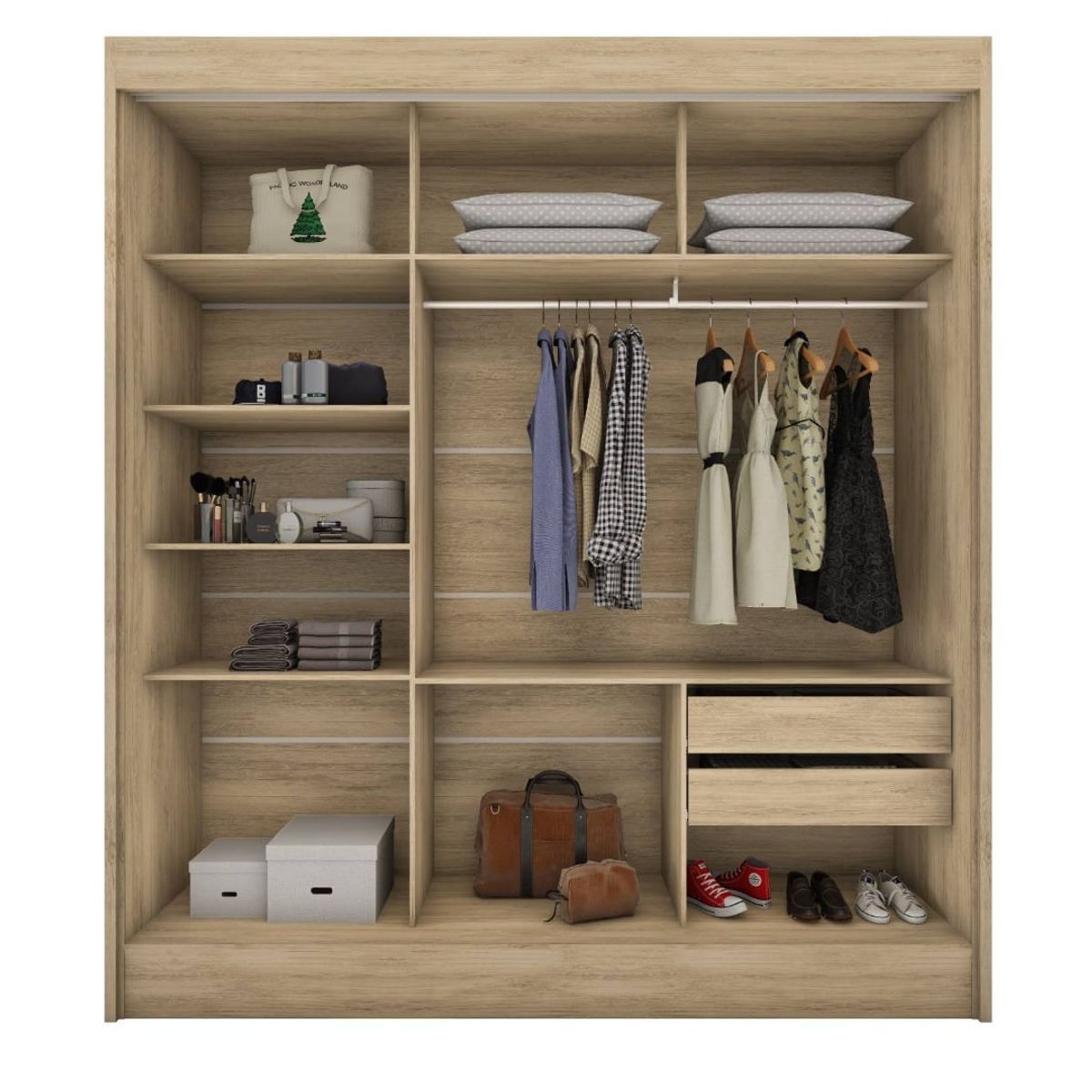 Guarda-Roupa-Bali-2-Portas-2-Gavetas-Carvalho-E-Cinza-Metalico---Rodial-1
