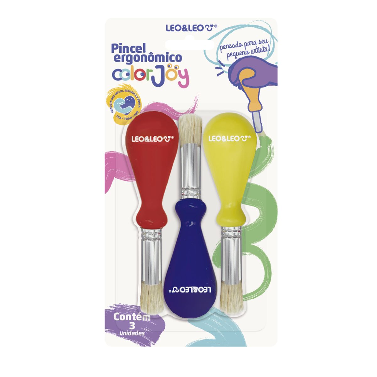 Pincel-Com-Pega-Ergon-mica-Ponta-Redonda-Color-Joy---Blister-Com-3-Unidades---Leo-Leo-0