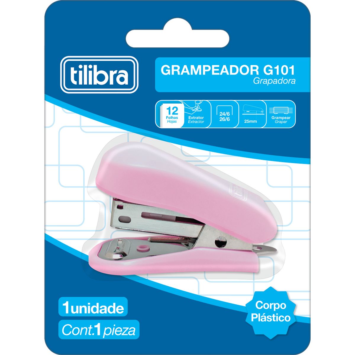 Grampeador-12-Folhas-Mini-Com-Extrator-G101-Rosa-Claro---Tilibra-0