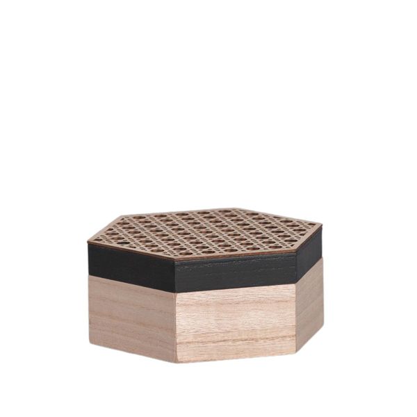 Caixa-Hexagonal-Bee-Madeira-Preto-17x7x15-Mdf---Mai-Home-0