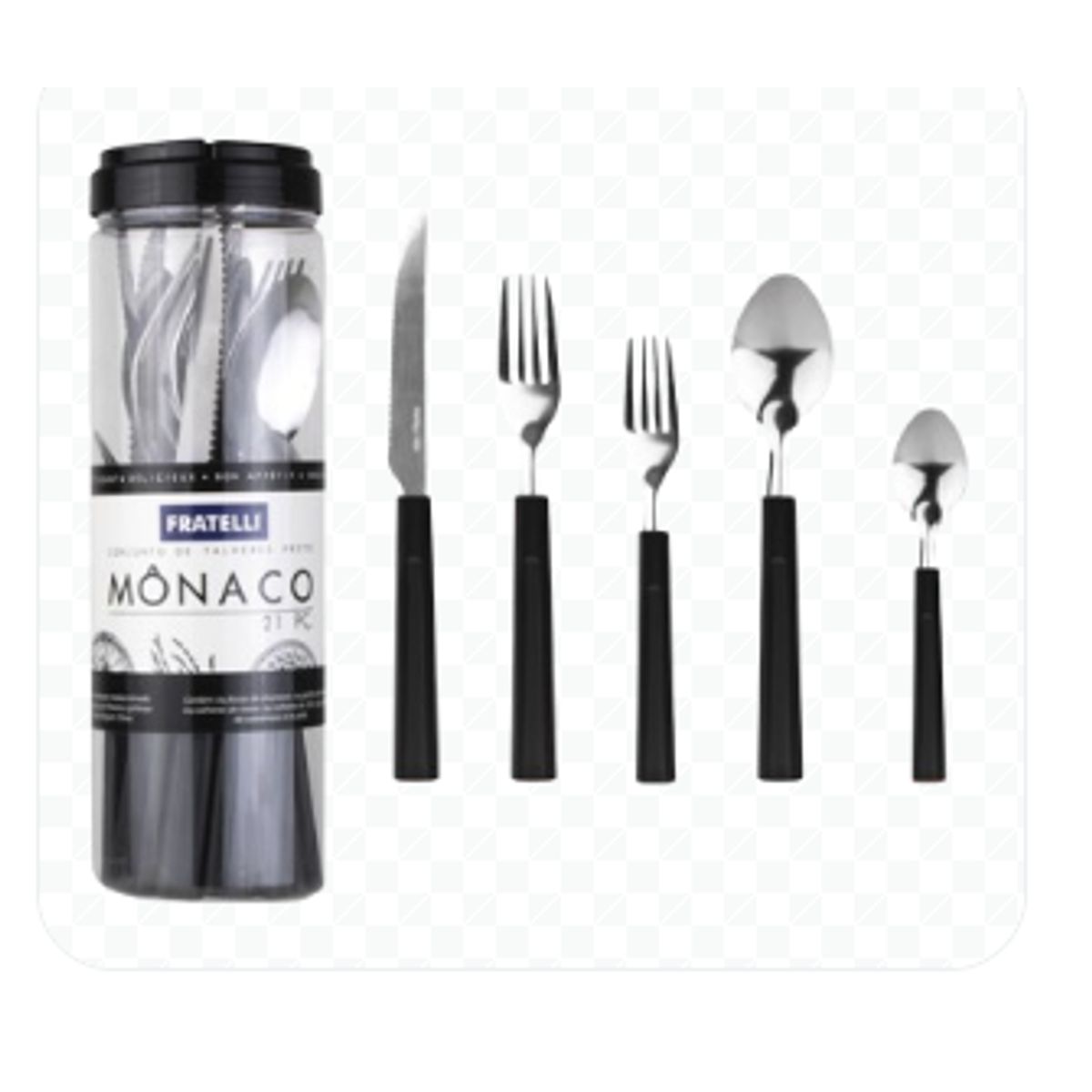 Conjunto-De-Talheres-Monaco-21-Pe-as-Preto---Fratelli--------------------------------------------------------------------------------------------------0