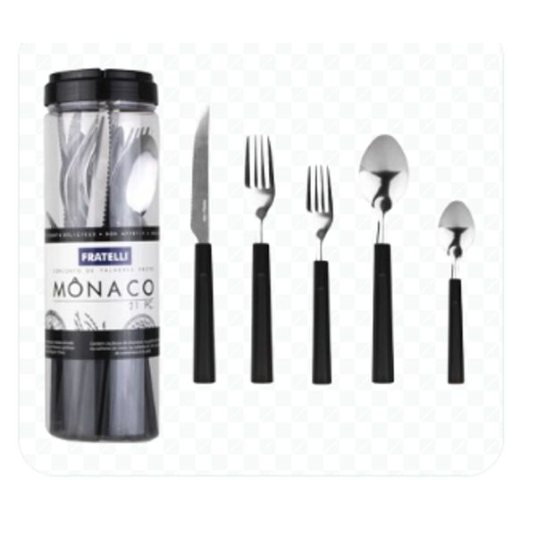 Conjunto-De-Talheres-Monaco-21-Pe-as-Preto---Fratelli--------------------------------------------------------------------------------------------------0