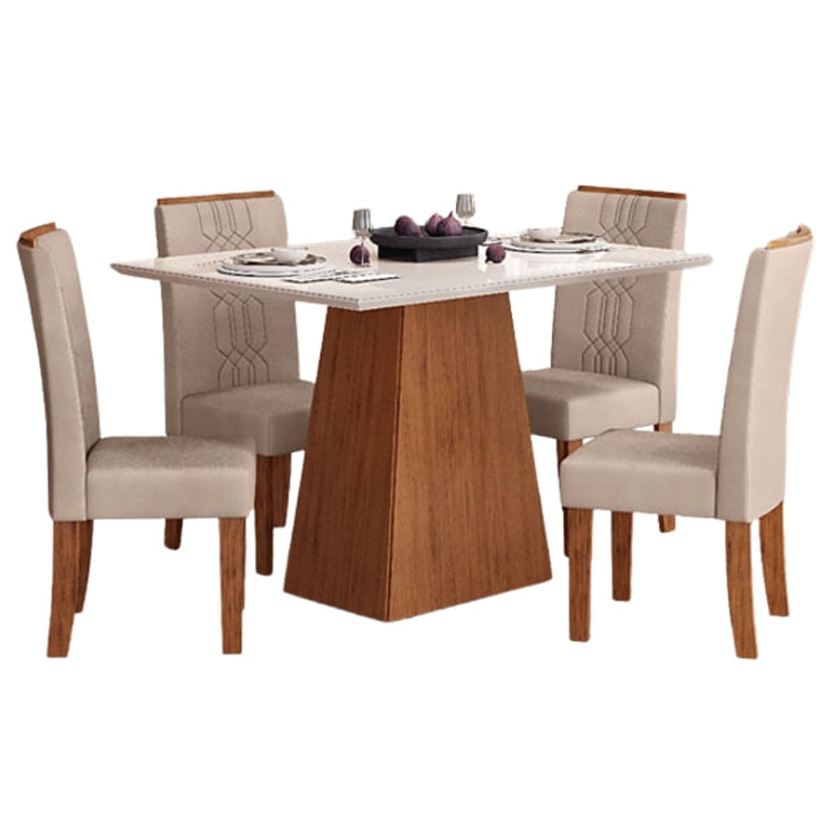 Conjunto-Mesa-Dulce-120x90-Freijo-Off-White-Com-4-Cadeiras-Zoe-Freijo-Veludo-Creme---Dj-Moveis-0