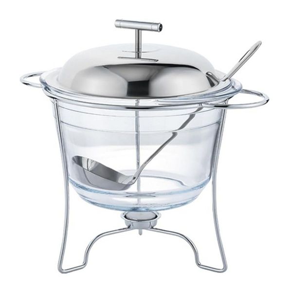 Rechaud De Vidro Redondo Com Concha Inox 4 Litros - Mimostyle                                                                                          0