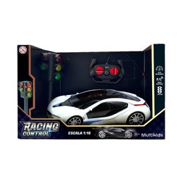 Carrinho Rc 1 16 Racing Control Luzes De Corrida Branco E Azul - Multikids                                                                             0